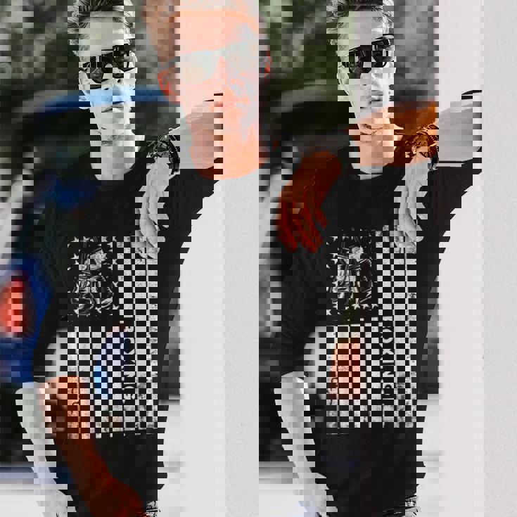 Boxerintage Boxing American Flag Boxing Distressed 長袖Tシャツ 彼への贈り物