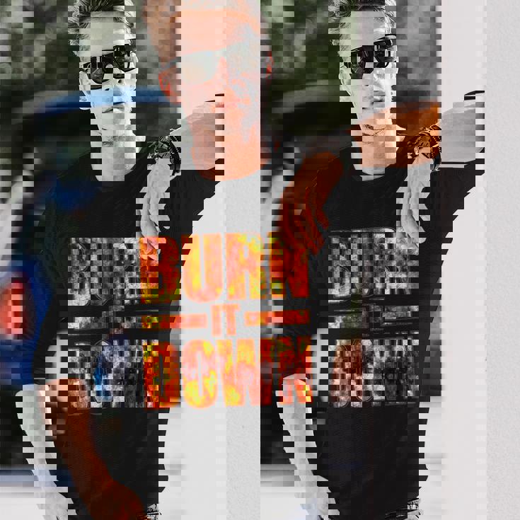 Burnit Down Fire Flames 長袖Tシャツ 彼への贈り物