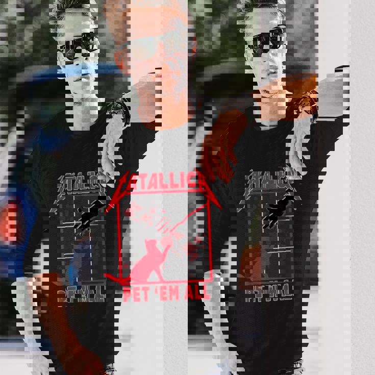 Catallica Pet 'Em All ファニーキャットtシャツ 長袖Tシャツ 彼への贈り物