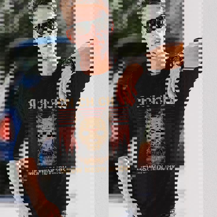 Ch Ch Chニャー ニャー 怖いフライデー ファニー ハロウィン 長袖Tシャツ 彼への贈り物
