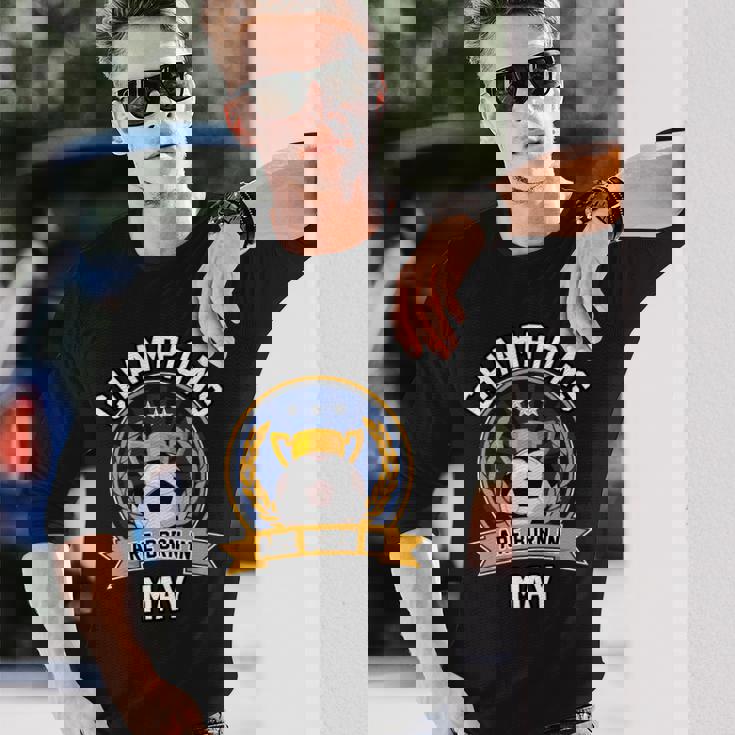 Champion Are Born In May フットボール サッカーボール 誕生日プレゼント 長袖tシャツ 長袖Tシャツ 彼への贈り物