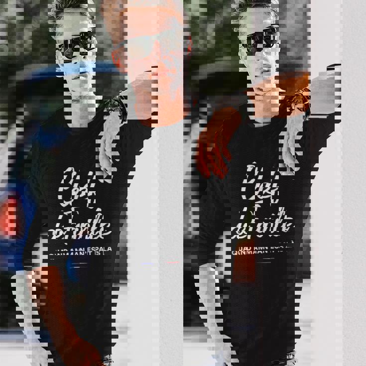 メンズ Chef De Family おもしろフランス語 父の日 長袖Tシャツ 彼への贈り物