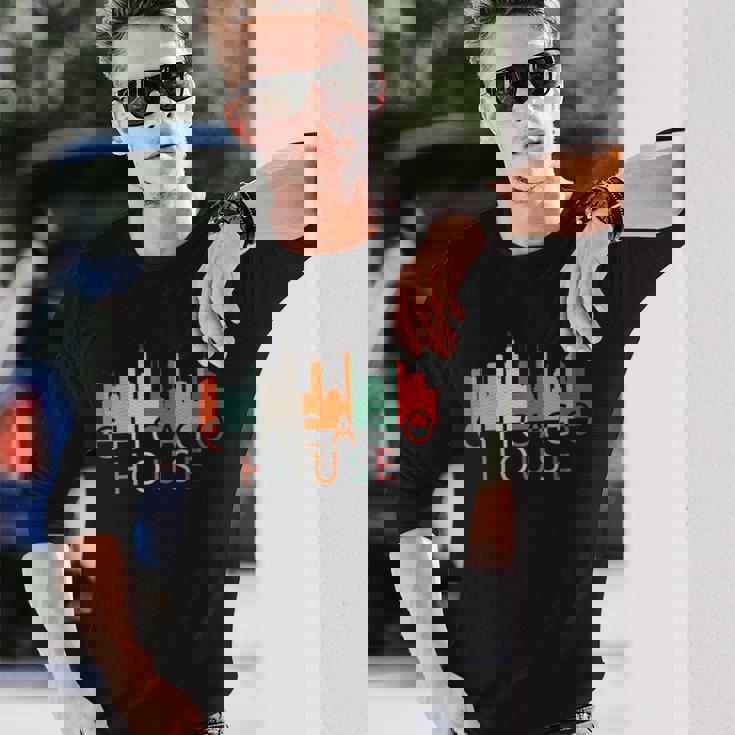 Chicago House Music レトロ ヴィンテージ シャツ ラブ シカゴ 長袖Tシャツ 彼への贈り物