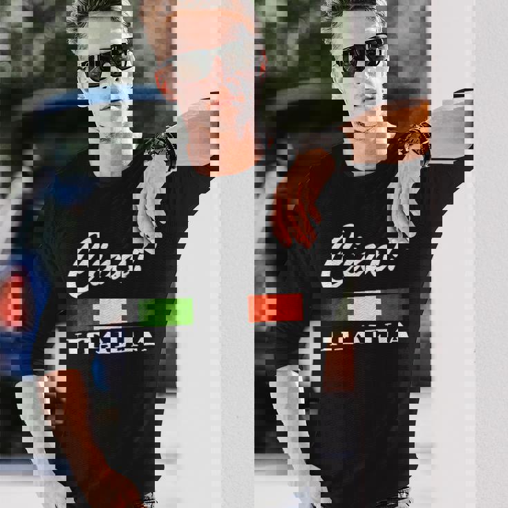 Ciao Italia トリコロールグリーン 白と赤 イタリア国旗 イタリア 長袖Tシャツ 彼への贈り物