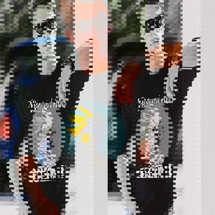 Cockatoo Meme T、面白い叫び声を上げているキバタン 長袖Tシャツ 彼への贈り物