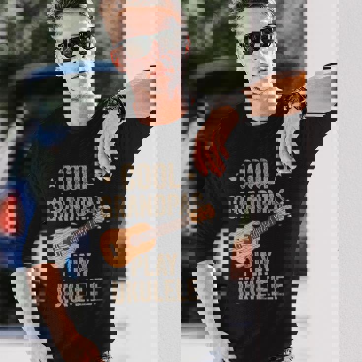 Cool Grandpas Play ウクレレ ウクレレ ミュージックギター 長袖Tシャツ 彼への贈り物