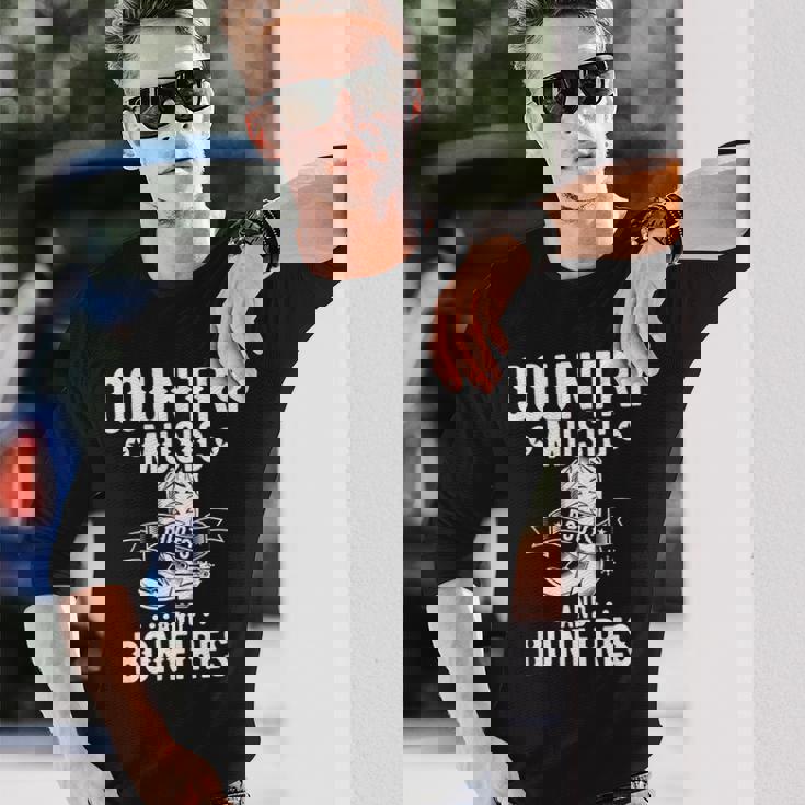 Country Music And Bonfire ウエスタンカントリーラインダンスブーツ 長袖Tシャツ 彼への贈り物