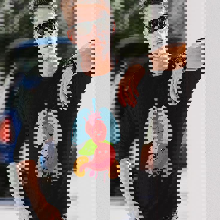 Cute Anatomy Internal Organs Body 長袖Tシャツ 彼への贈り物