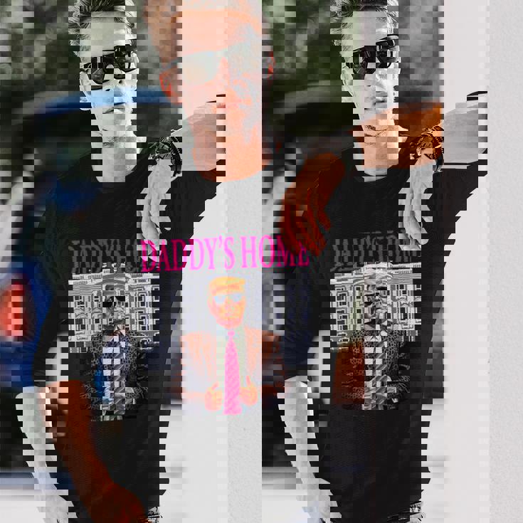 Daddy's Home Pink President Donald Trump House 長袖Tシャツ 彼への贈り物