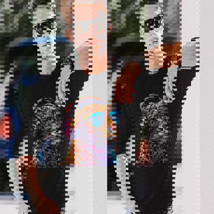 Dj Leopard Edm テクノハウス ダンスクラブ 音楽ヘッドフォン 長袖Tシャツ 彼への贈り物