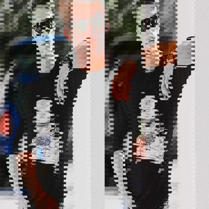 Dj Turntable 1210 Mk2 Exploded Blueprint 長袖Tシャツ 彼への贈り物