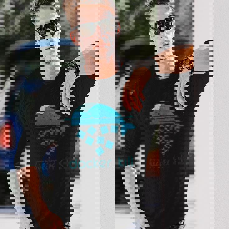 Docker Container Linux Devops Programming Coding 長袖Tシャツ 彼への贈り物