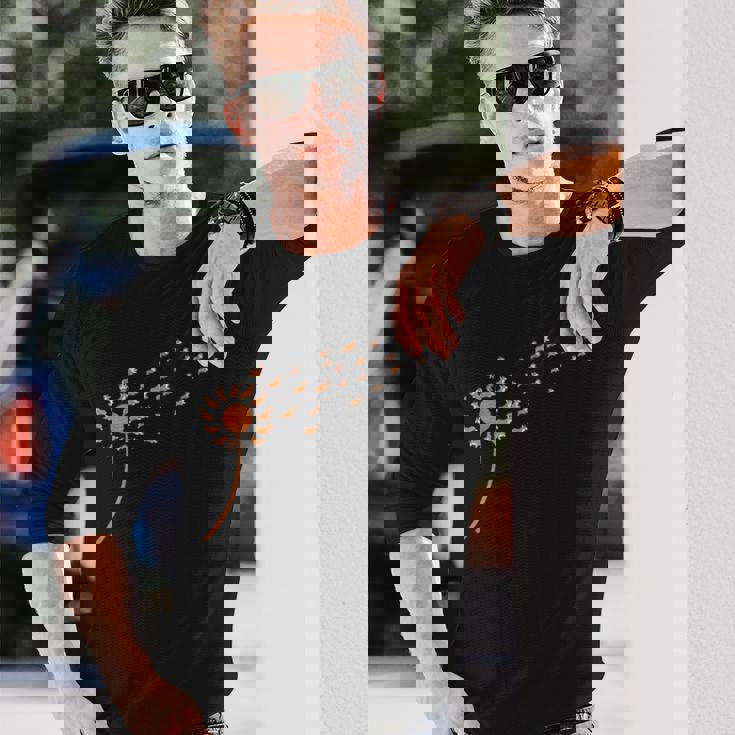 Dog Lovers 風に吹くタンポポのコーギー 長袖Tシャツ 彼への贈り物