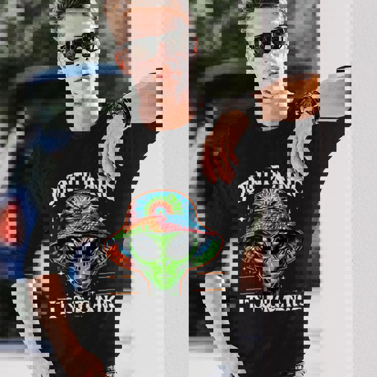 Don't Panic It's Organic Alien Ufo 面白いプリント 長袖Tシャツ 彼への贈り物