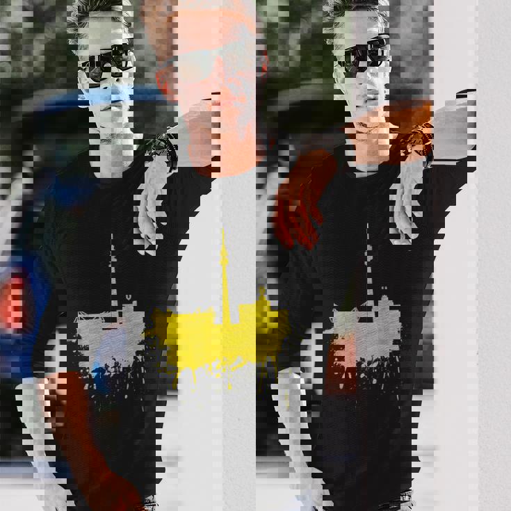 Dortmundkyline ドルトムントのスカイライン 黄色い絵 ドルトムント好きにはたまらないファンアート 長袖Tシャツ 彼への贈り物