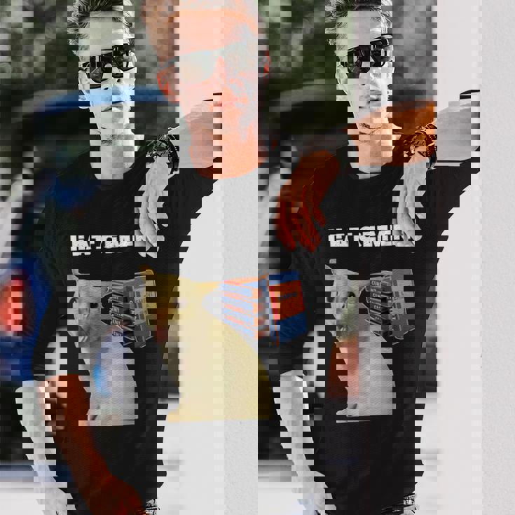 I Eat Cement Cursed Cat Weirdpecific Meme 長袖Tシャツ 彼への贈り物