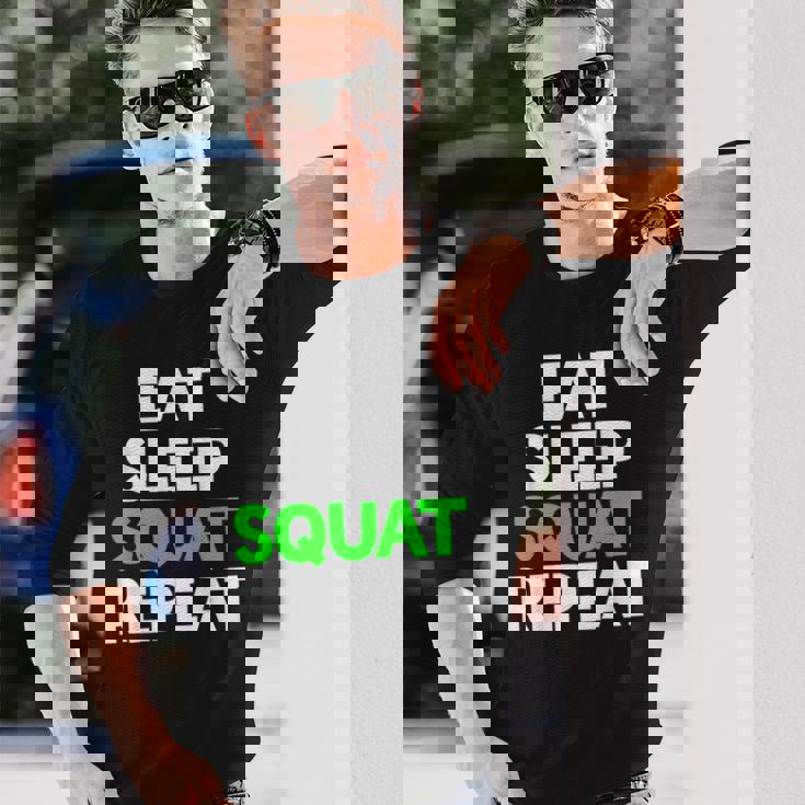 Eatleepquat Repeat モチベーショントレーニング 長袖Tシャツ 彼への贈り物
