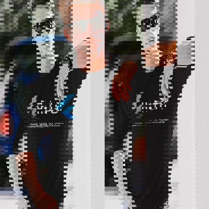 Flutter ウィジェットがアートになる場所 長袖Tシャツ 彼への贈り物