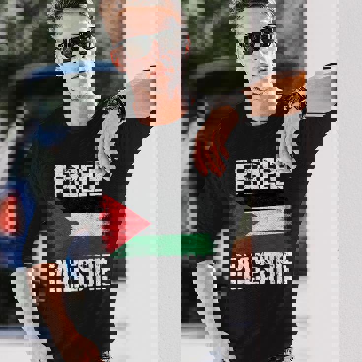 Free Palestine Free Gaza パレスチナの旗無料パレスチナ 長袖Tシャツ 彼への贈り物