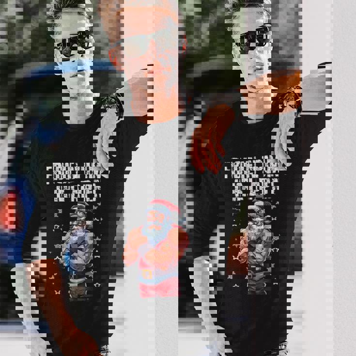 Frohen Pump Ihr Lappen 筋肉質サンタジム 長袖Tシャツ 彼への贈り物