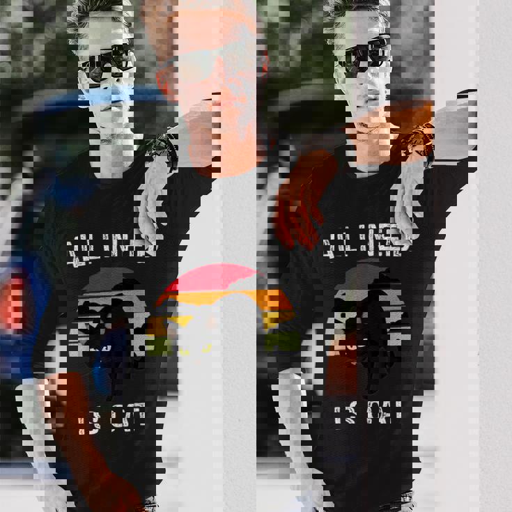 Cat Lover Retrotyle Cat Pattern 長袖Tシャツ 彼への贈り物