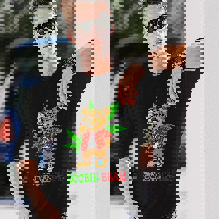 Doobie Bear 大麻の葉 雑草愛好家 マリファナギフト 長袖Tシャツ 彼への贈り物