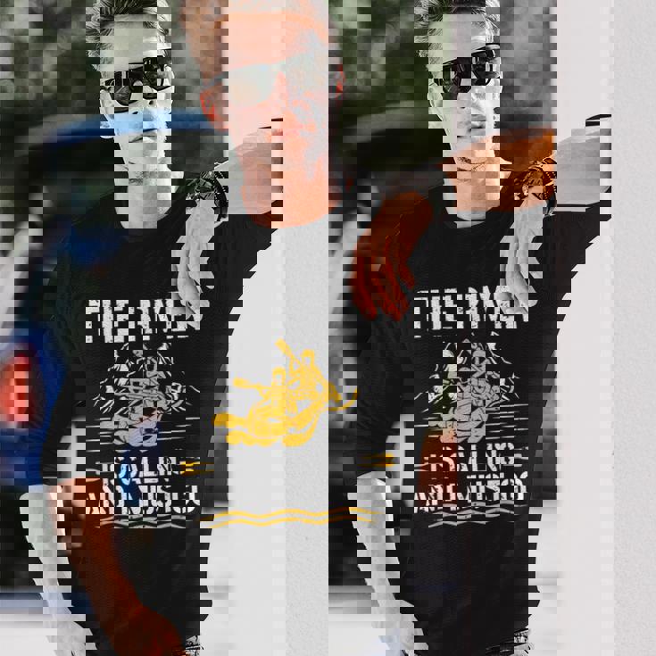 The River Is Calling Water Rafting 川 ラフティング 長袖Tシャツ 彼への贈り物