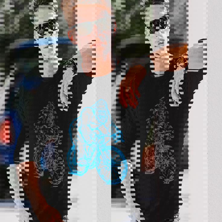 Gorilla サイクリング 自転車 クール モンキー おもしろい 動物 バイク 長袖Tシャツ 彼への贈り物