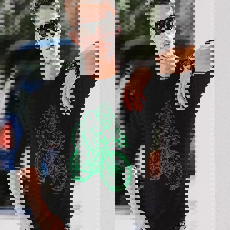 Gorilla ライディングバイク おもしろモンキー クール 動物 サイクリング 自転車 長袖Tシャツ 彼への贈り物