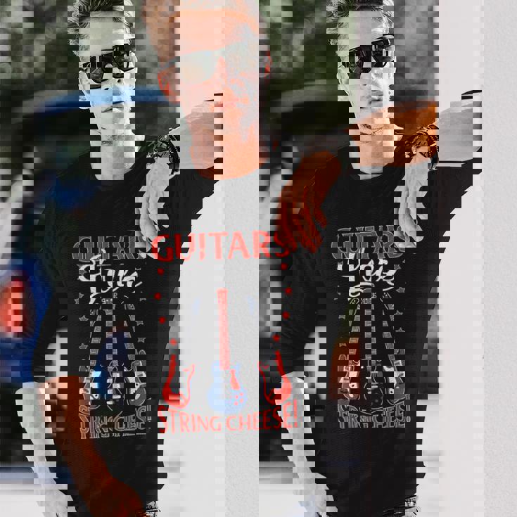 Guitars ストリングチーズ エレキギター付き 長袖Tシャツ 彼への贈り物