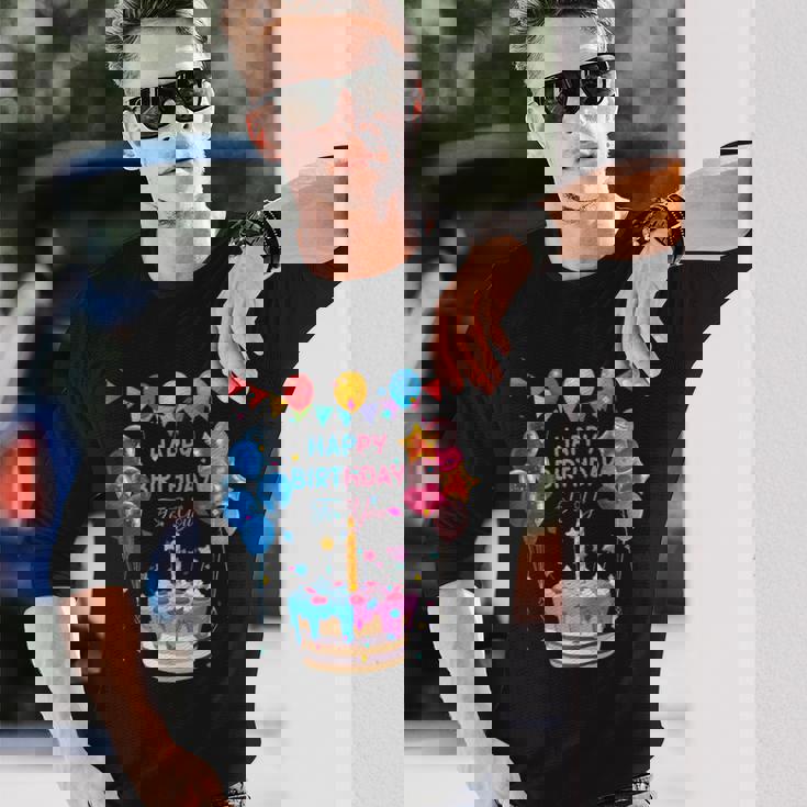 Happy Birthday To You ケーキとバルーンパーティー 長袖Tシャツ 彼への贈り物