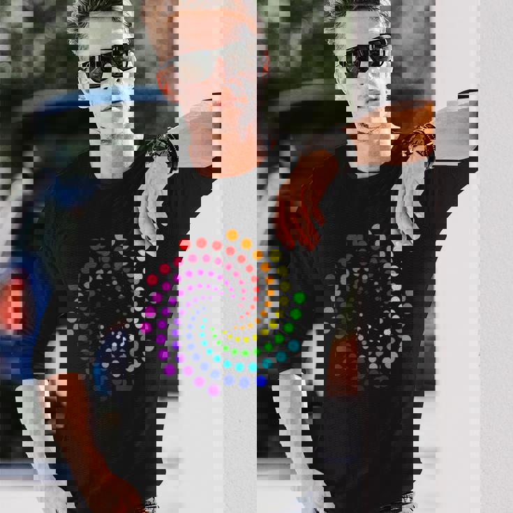 Happy Dot Day キッズ レインボー 水玉 スパイラル 長袖Tシャツ 彼への贈り物