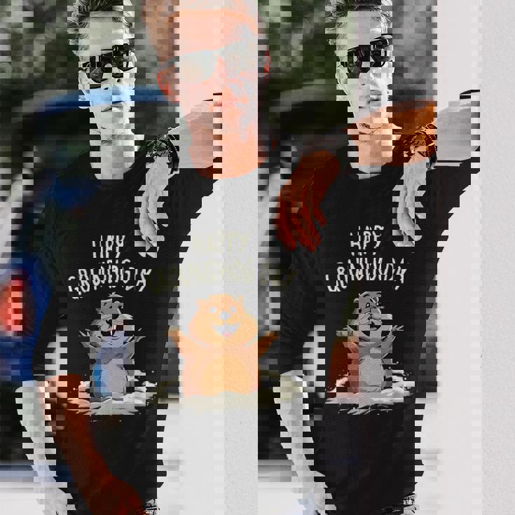 Happy Groundhog Day 2025 メンズ レディース キッズ 長袖Tシャツ 彼への贈り物