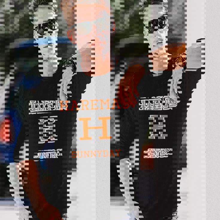 Haremas ハレマス 晴れます【変なデザイン屋さん】ブランド ロゴ パロディ 面白い 長袖Tシャツ 彼への贈り物