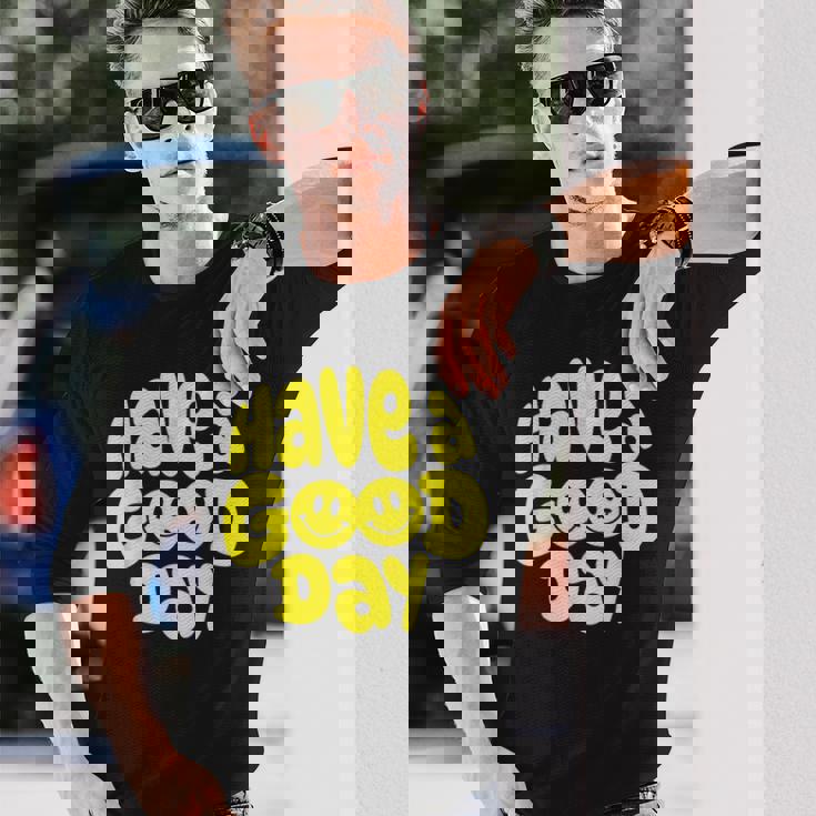 Have A Good Day レトロ ハッピーフェイス 90年代 スマイルフェイス 美学 長袖Tシャツ 彼への贈り物