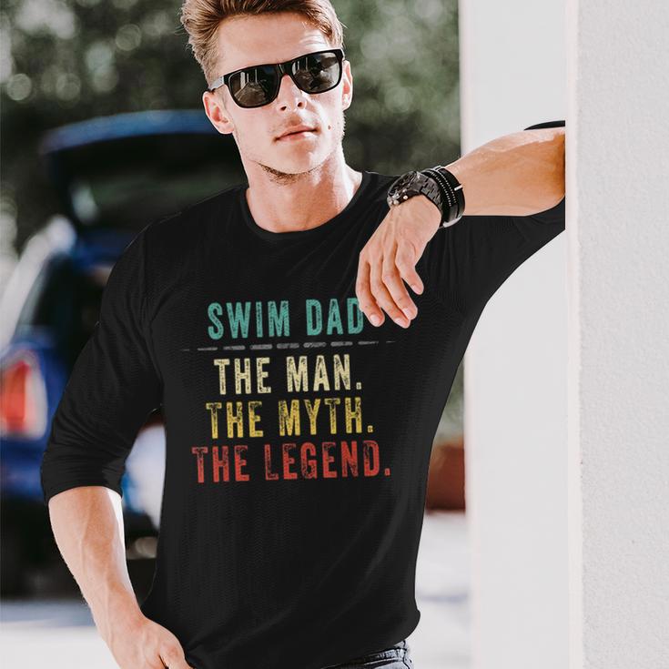 Hombre Regalo Para El Día Del Padre Natación Papá Hombre Mito Leyenda Camiseta de manga larga Regalos para él
