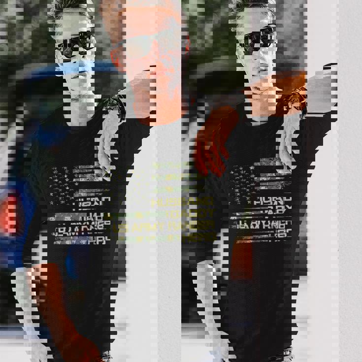 メンズ Husband Daddy Us Army Ranger Hero Flag Usa 迷彩 長袖Tシャツ 彼への贈り物