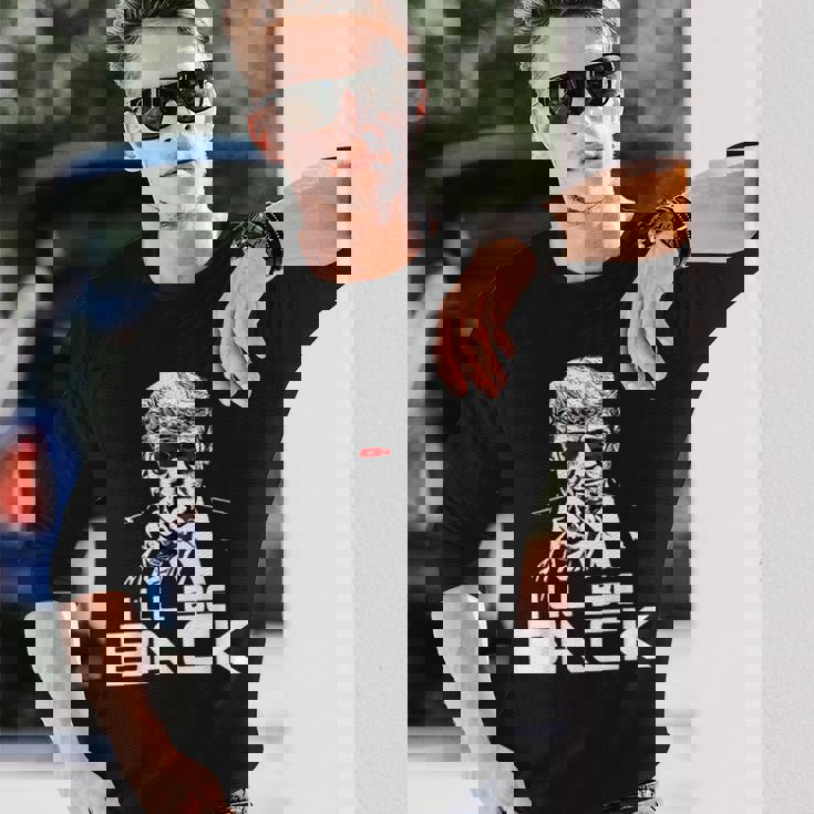 I'll Be Back 2024 ドナルド・トランプ 大統領用 おもしろサングラス 長袖Tシャツ 彼への贈り物