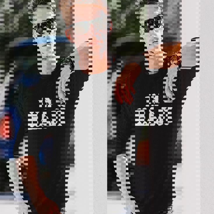 I'm Haji、My Name Is Haji、I Am Haji、パーソナライズ 長袖Tシャツ 彼への贈り物