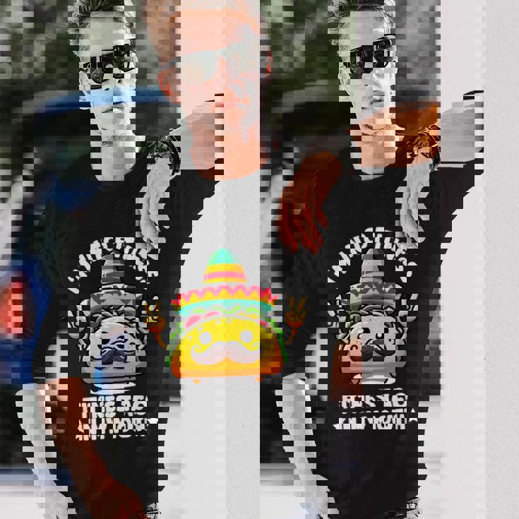 I'm Into Fitness Fit'ness Taco In My Mouth ジム おもしろタコス 長袖Tシャツ 彼への贈り物