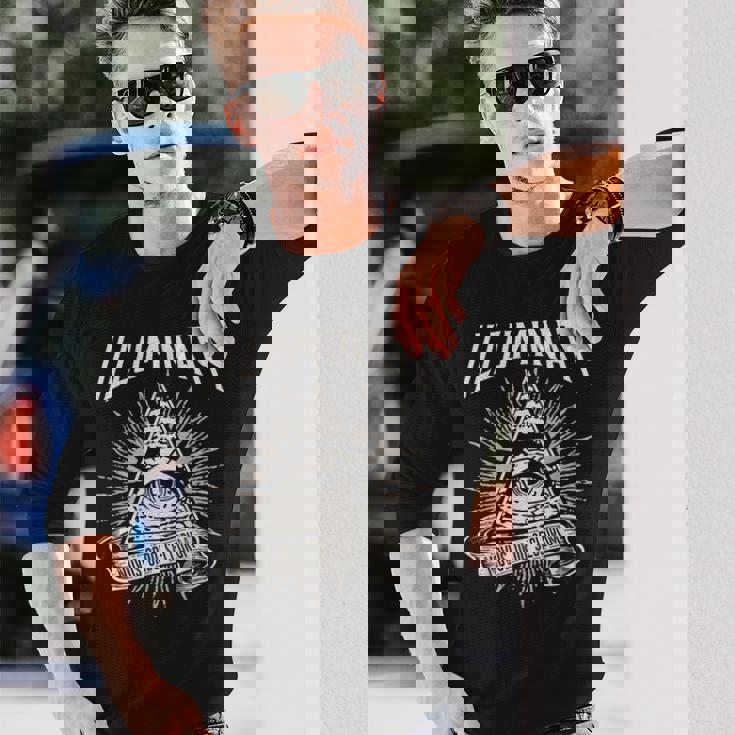 Illuminati New World Order イルミナティ新世界秩序デザイン、プロビデンスの目 長袖Tシャツ 彼への贈り物
