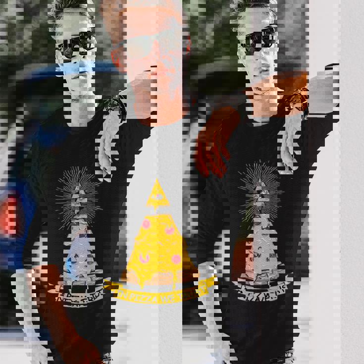 In Pizza We Trust イルミナティピザ 長袖Tシャツ 彼への贈り物