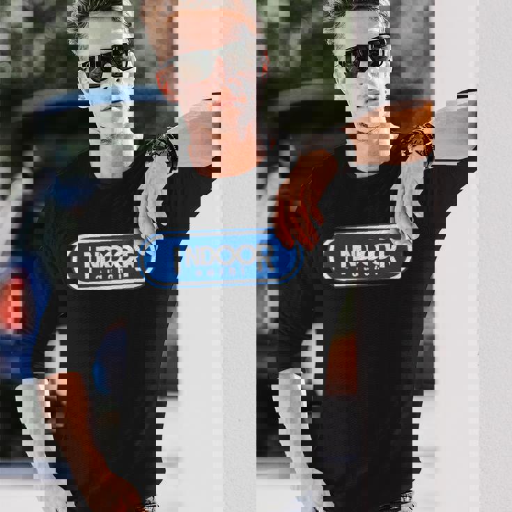 Indoor インドア【変なデザイン屋さん】ブランド ロゴ パロディ 面白い 長袖Tシャツ 彼への贈り物