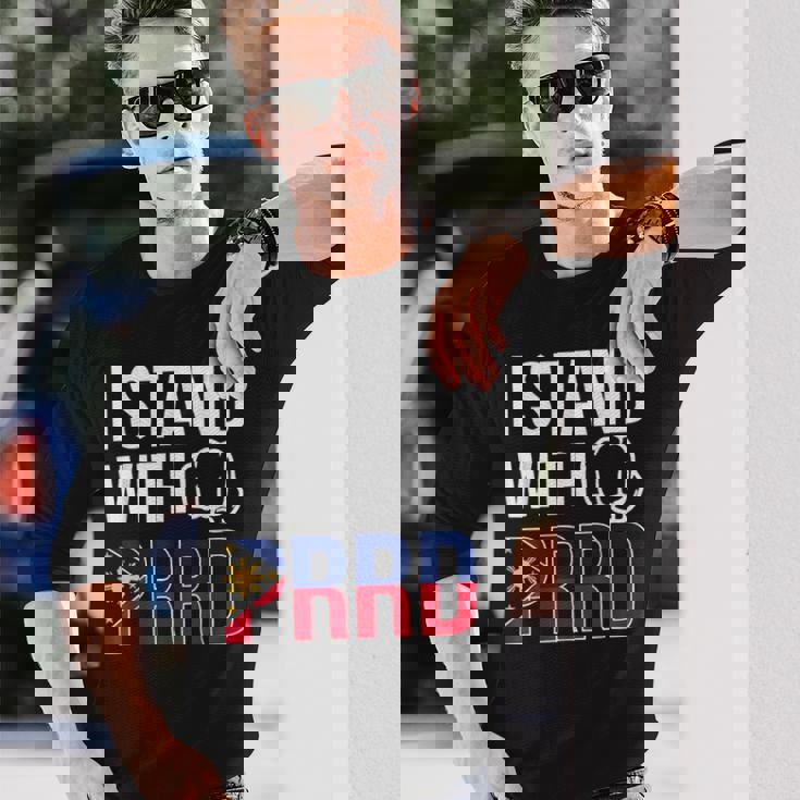 Itand With Prrd Du30 サポーター フィリピン国旗拳ポンプ 長袖Tシャツ 彼への贈り物