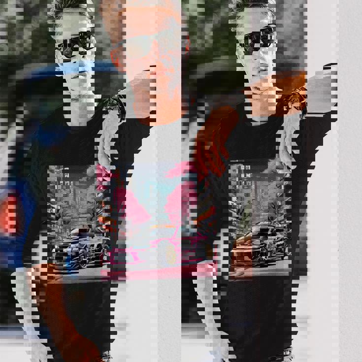 Jdm レトロ 和 ドリフト 車 東京 スカイライン 桜 長袖Tシャツ 彼への贈り物