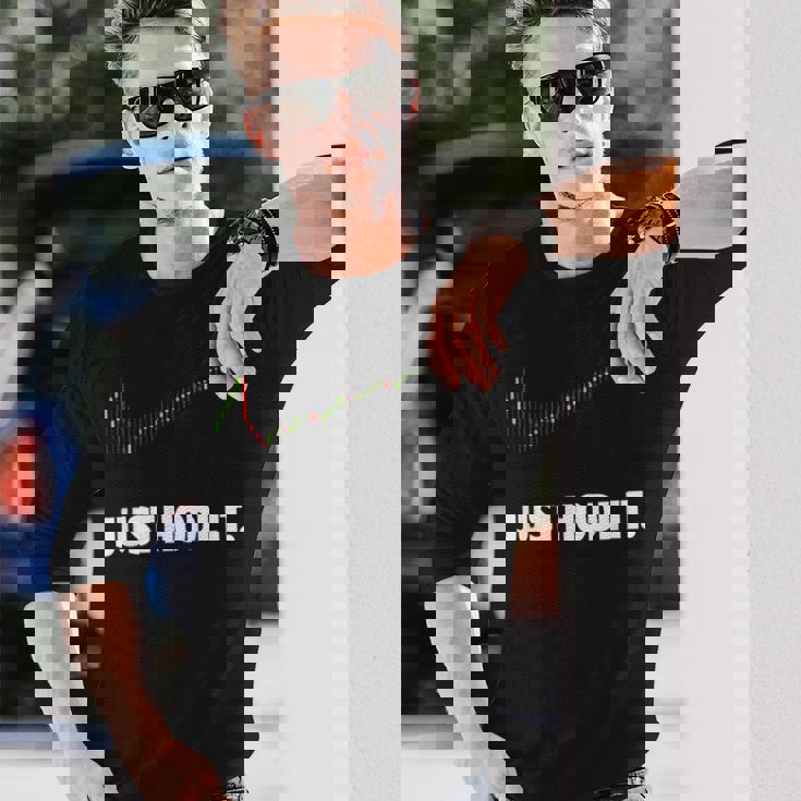 Just Hodl It、クリプトシャツ、暗号通貨、ビットコイン、ドッジ 長袖Tシャツ 彼への贈り物