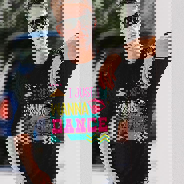 I Just Wanna Dance Lovers ファニーダンシングファン レトロダンサー 長袖Tシャツ 彼への贈り物