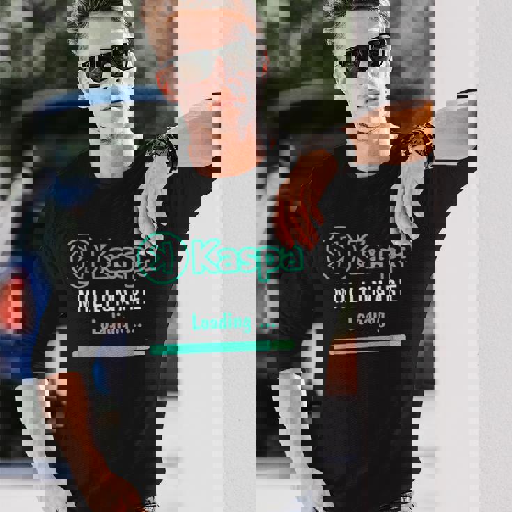 Kaspa 暗号通貨ミリオネア ローディング デジタルブルラン Kaspa Miner 長袖Tシャツ 彼への贈り物