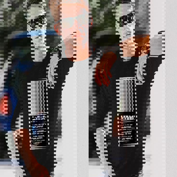 Kenko 写真用語「ラチチュード」［前面デザイン］ 長袖Tシャツ 彼への贈り物