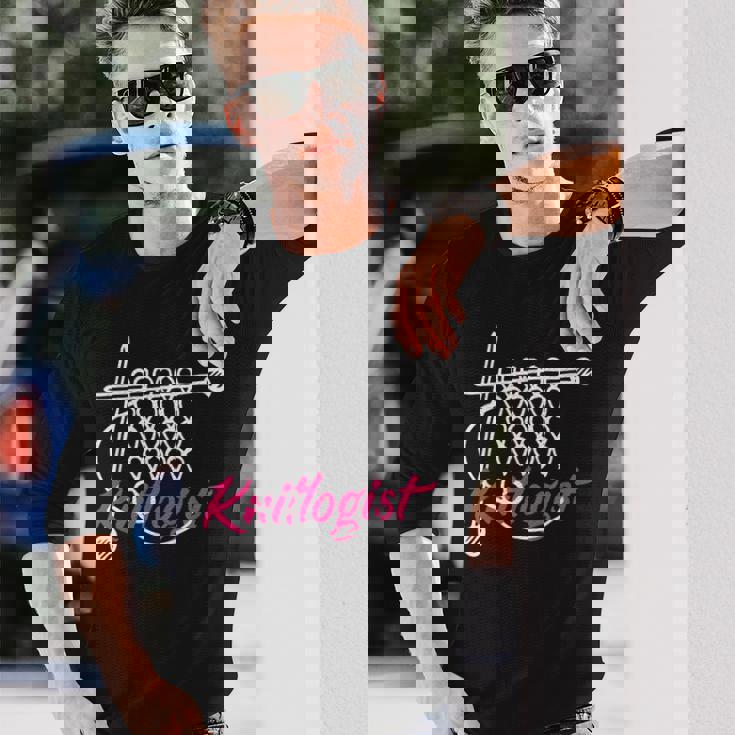 Knitlogist おもしろ編み物 長袖Tシャツ 彼への贈り物